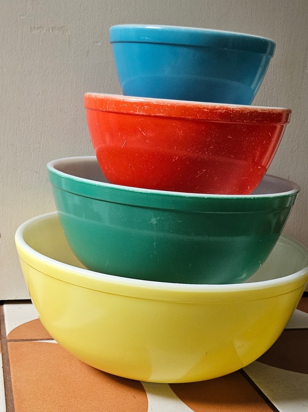 Vintage Pyrex Primary Colors Nesting Mixing Bowl Set (400 Series) - Complete Set